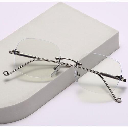Anti-blue Glasses Unisex Round Computer Gaming Protection Glasses Frame Women Men Anti-blue Light Rimless Glasses for Women Men
