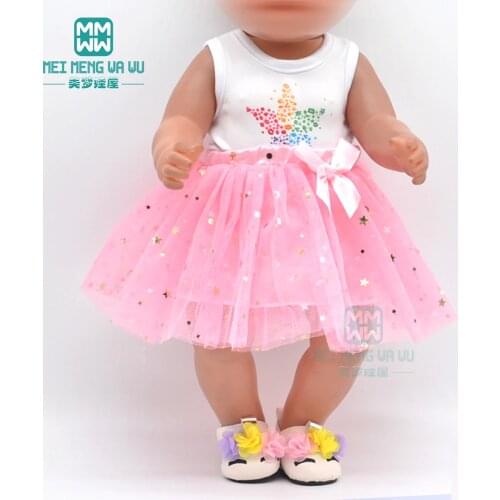 Clothes for dolls fits 43 cm toy new born doll accessories fashion T-shirt, bowknot gauze skirt