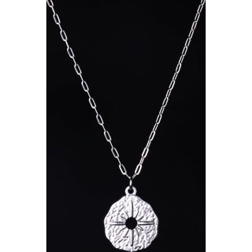 Creative design Compass ripple Pendant Necklace for Women Girl Trendy Stainless Steel Jewelry New Metal Choker Holiday Gift