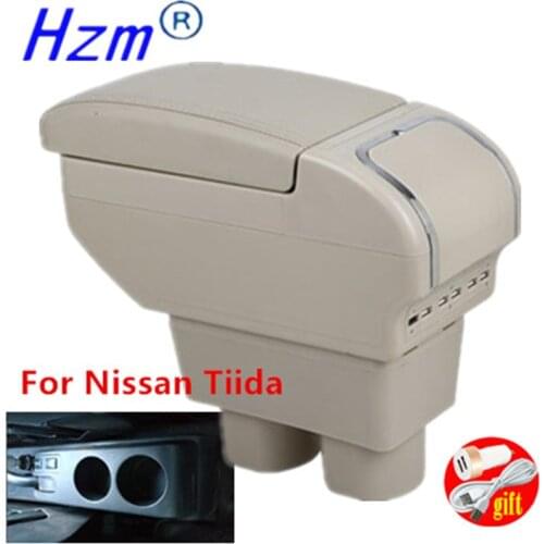 Armrest For Nissan Sylphy Versa Tiida Latio 2007-2011 PU Leather central Store Conten box with Cup holder
