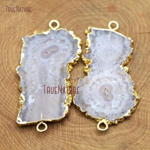 New Arrival Products Large Agates Natural Stalactite Pendant Irregular Shape Gold Color Connectors For Jewelry 30-50 mm PM8270