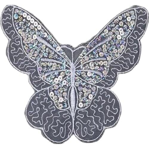 HOT Sequin patches iron on DIY sewing Sticker for clothing flower embroidered applique iron-on transfer stripe clothes