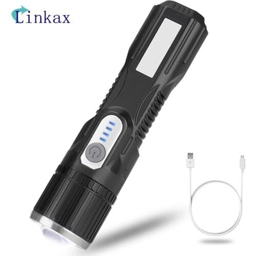 Portable 5 Mode COB Flashlight Torch USB Rechargeable Adjustable Rotary Zoom LED Work Light For Outdoor Camping