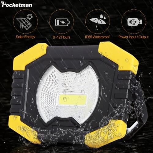 Portable Work Spotlight Built-in 2400mAh Battery Solar Light USB Rechargeable Waterproof Searchlight For Hunting Camping Lantern