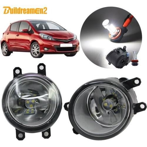 Buildreamen2 For Toyota Yaris Car H11 Fog Light Assembly Lampshade + Bulb DRL 12V 2006 2007 2008 2009 2010 2011 2012 2013