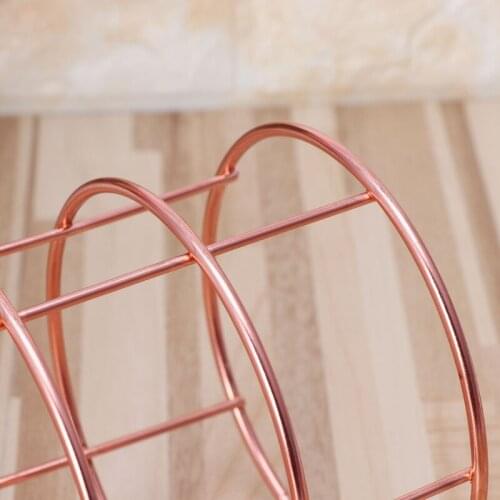 Rose Gold Metal Pen Holder Box Case Desk Stationery Office School Desk Supplies