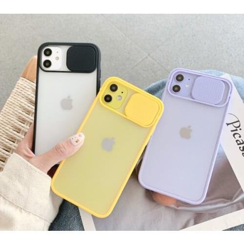 Slide Camera Protection Lens Bumper Phone Case for IPhone 11 12 ProMax XR XS 7 8 Plus SE2020Scrub Clear Tpu Silicone Case Cover
