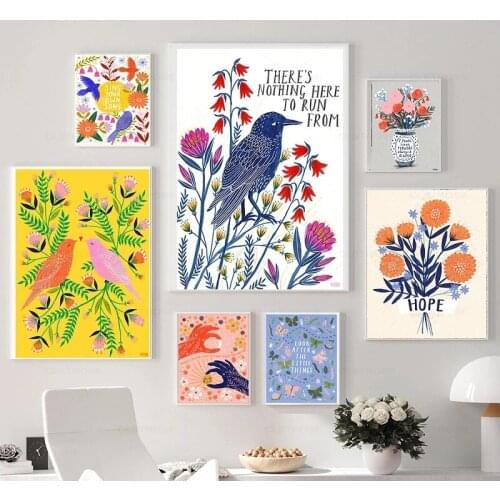 Modern Multicolored Night Follows Bird Wall Art Canvas Painting Picture Poster and Print Gallery Living Room Home Decoration