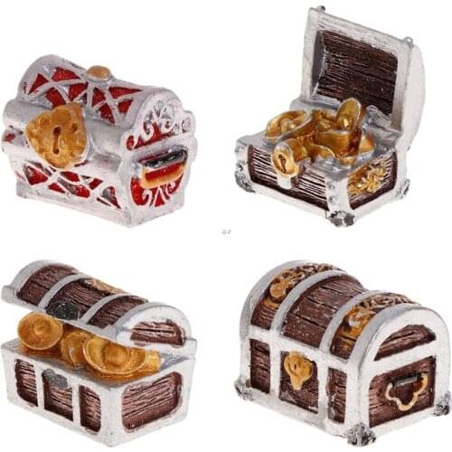 Treasure Chest Box Antique Creative Fish Tank Aquarium Decoration Landscape Pirate Gold Coins Home Ornaments Resin Crafts
