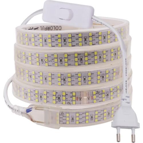 2835 LED Strip 220V 240V Light Waterproof 276 LEDs/m Three Row Led Light 120LEDs/m Flexible Tape LED Light Strip High Quality