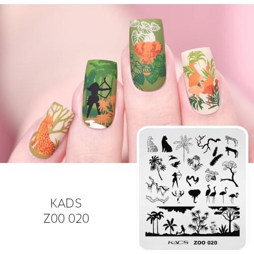 Nail Stamping Plate Tropical Jungle Theme Nail Stamp Template Flamingo Leaves Tiger Pattern Design Printing Stencil Plate Tool
