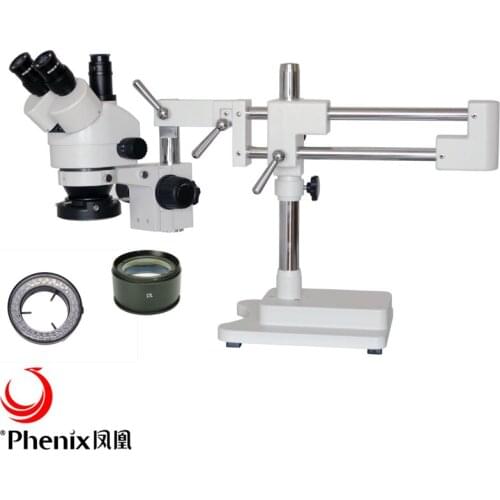 7X-90X Phenix Trinocular Microscope Zoom Stereo for Mobile Phone Repair PCB Industrial+LED Ring Light