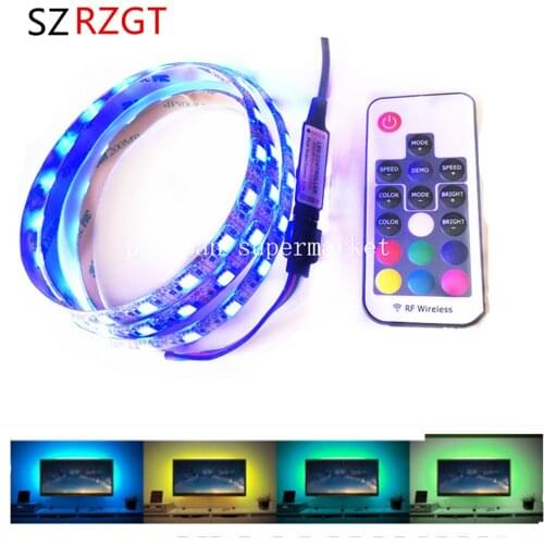 DC5V USB LED Strip 5050 Waterproof RGB LED Light Flexible 50CM 1M 2M add 3 17Key Remote For TV Background Lighting