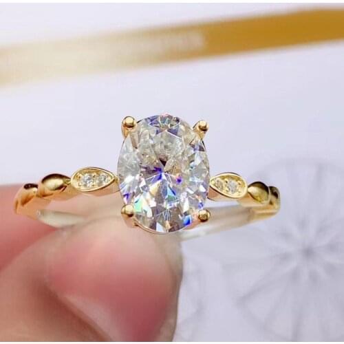 Womens Gold Color Zircon Rings Oval Shape White Crystal Lady Rings Cocktail Party Wedding Band Engagement Ring Fine Jewelry