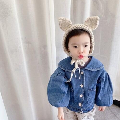 Winter Toddler Girls Jackets Kids Korean Plus Velvet Warm Denim Coats Casual Lapel Single-breasted Thick Denim Jacket For Girl