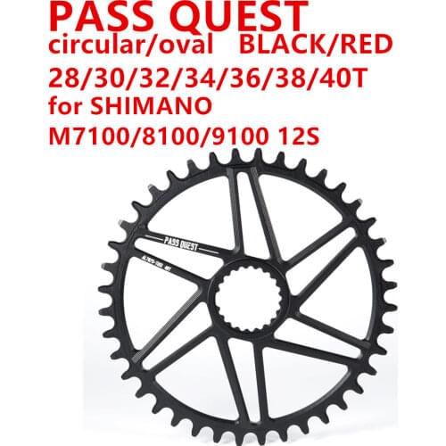 PASS QUEST oval Chainring 34/36/38/40T MTB Narrow Wide Bicycle Chainwheel for deore xt M7100 M8100 M9100 SHIMANO 12S Crankset