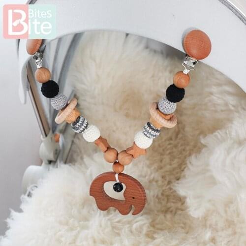 1pc Baby Wooden Teether Baby Mobile Pram Clip Olive Oil Animal Pacifier Chain Pendant Beech Rodent Wooden Blank Toy Music Rattle