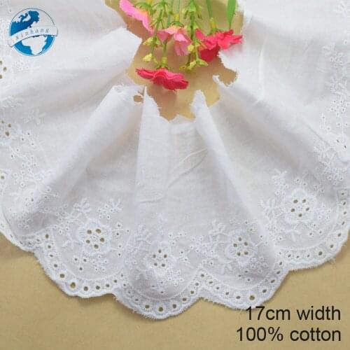 17cm white cotton embroid sewing ribbon guipure lace trim or fabric warp knitting DIY Garment Accessories free shipping#3682