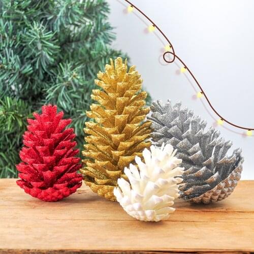 4PCS Artificial Plants Fake Pine Cone Decorative Flower Wreath DIY Christmas Tree Ornament Pendant Home Party Decoration Gift