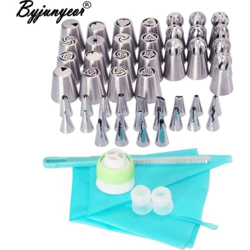 54pcs Stainless Steel Cake Nozzles Russian Nozzle Pastry korean Icing Piping Nozzles Tips Cake Decorating Tools CS113