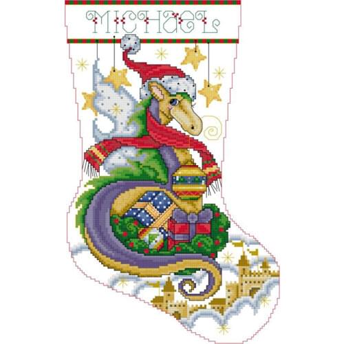 Free delivery Top Quality popular counted cross stitch kit christmas dragon stocking michael