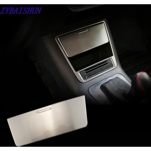 Car center console storage box stainless steel flake cover sticker for Volkswagen vw tiguan 2010 2011 2012 2013 2014 2015