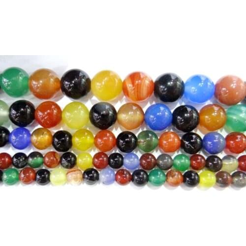 Wholesale 15" Strand Natural Stone Mixed Colors Agates Round Beads 6 8 10 12MM Pick Size Diy Bracelet For Jewelry making