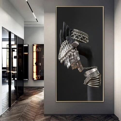 Black Hand Holding Silver Jewelry Canvas Painting Black Hands Model Posters and Prints Wall Pictures for Living Room Home Decor
