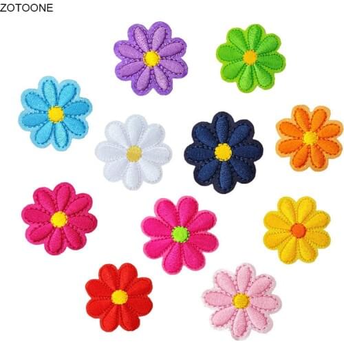 ZOTOONE Colorful Flower Patch Iron on Patches for Clothing Heat Transfer Embroidery Stripe Sew on Clothes DIY Applique Badge G