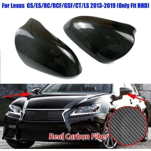 Car Rearview Mirror Cover Side Rear View Mirror Cover Caps Carbon Fiber For Lexus GS/ES/RC/RCF/GSF/CT/LS 2013~2019(Only Fit RHD)