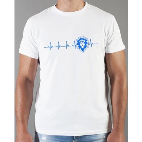 Mens 100% cotton t shirt heartbeat warcraft tshirts unisex tee WOW heart beat Horde Alliance t-shirts mens black tee womens T