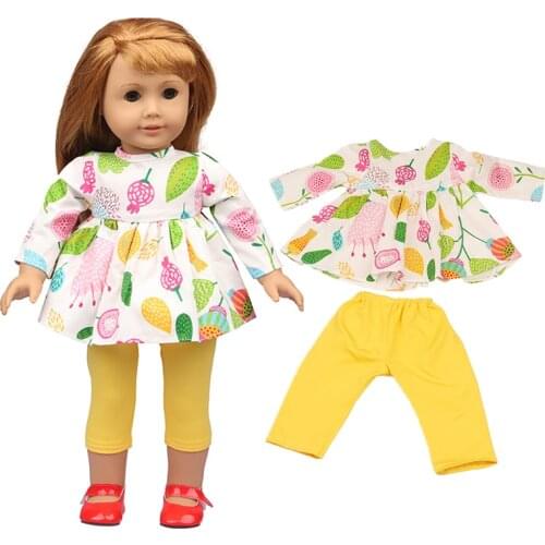 Spring Fashion Girl 18 ''Clothes Set Pineapple Partten Matched Red Shoes For 43 Cm New Baby Born Dolls,Sweet Style,Best Gift