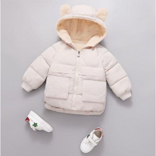 Girls Outerwear Winter New Boys Cotton Thick Down Coats For 2-6YChildren Casual Warm Hooded Jackets Coats Kids Clothing