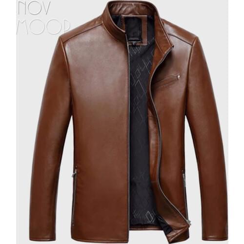 4Colors genuine leather jacket coats men sheepskin coat business jackets chaqueta moto hombre veste cuir homme cappotto LT047