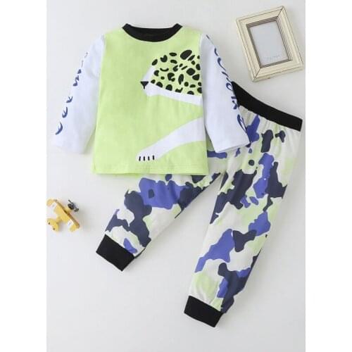 Fashion Autumn Baby Boys Outfits Long Sleeve Print Top Blouse+Pants Casual Costume Set