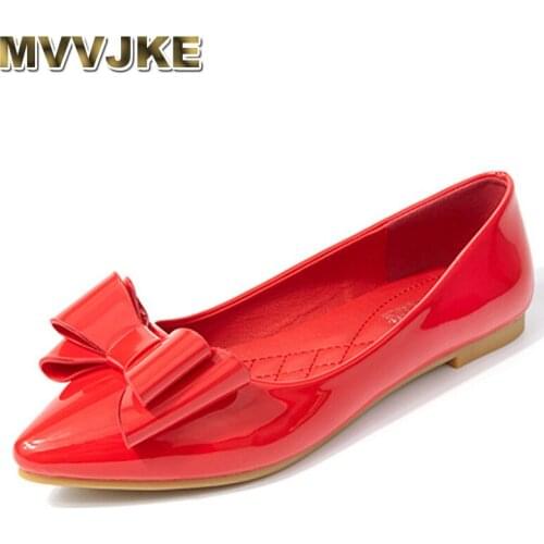 MVVJKE Autumn New Woman Casual Flat Shoes Women Fashion bow Pointed Toe Boat Shoes Shallow mouth single Shoes zapatillas mujer