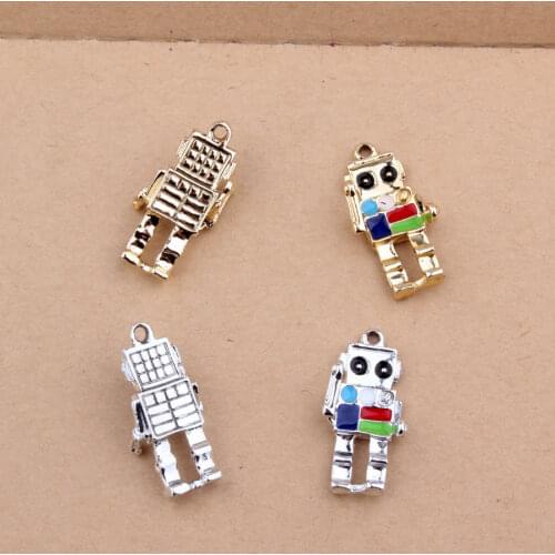 MRHUANG Oil Drop Charms 5pcs/lot Robot Metal Enamel Folating Pendant Carousel Charms DIY Bracelet