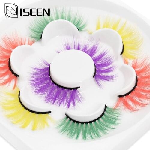 3 Pairs 3D Colorful Mink Lashes Wholesale Natural Long Thick Fluffy Colorful False Eyelashes Lash Extension Supplies Makeup