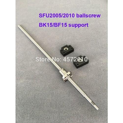 20MM SFU2005 SFU2010 Ball screw 300 400 500 600 700 800 900 mm end Machined + Ball Nut + BK15 BF15 End Support for cnc parts