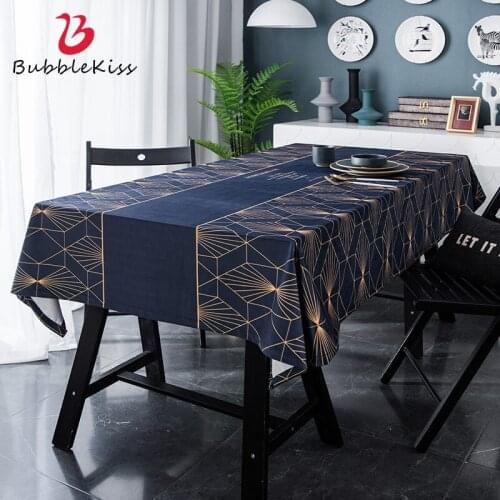 Bubble Kiss Tablecloth European Style Simple Gold Thread Geometric Soft Comfort Rectangular Printing Dining Coffee Table Cover