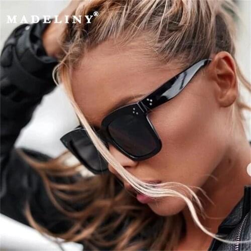 MADELINY Square Sunglasses Women 2021 Vintage Brand Oversize TF Womens Sun Glasses Black Gradient Female Glasses Men MA067