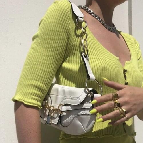 Niche Design Crocodile Pattern Half Moon Underarm Bag 2021 New Retro Chain Bag Bag Chain Hand Single Shoulder Bag