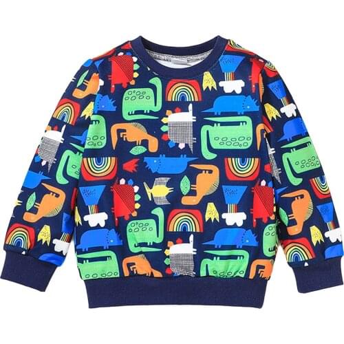 New Autumn Sweatshirt Camouflage/Dinosaur Print O-Neck Long Sleeves Pullover T-Shirt for Boys