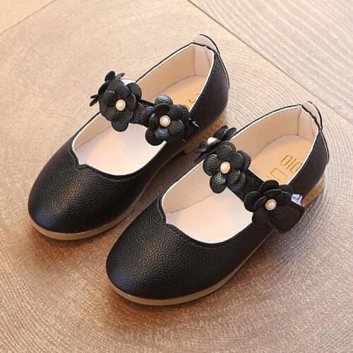 White Pink Kids Shoes Pu Leather Soft Baby Girls Toddler Shoes Pearl Children Party Dress Princess Shoes Teens Girls Dance New