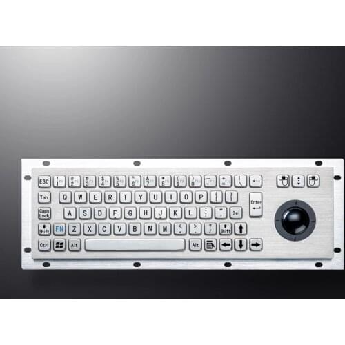 Waterproof Vandal Proof Panel Mount USB Wired Stainless Steel Keypad With Trackball Mouse Industrial Metal Keyboard