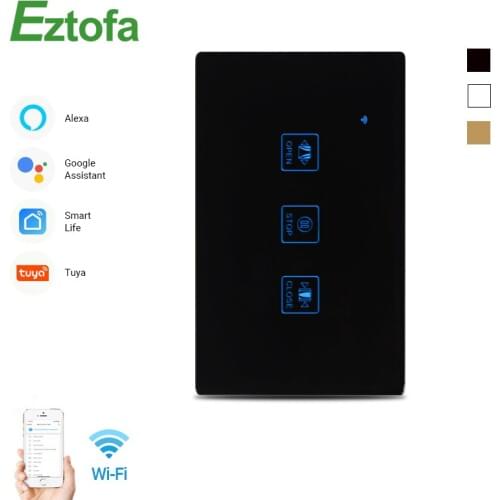 Wifi Curtain Blinds Touch Wall Switch Crystal Panel Electric Motorized Blinds Smart Switch Tuya Remote Control With Google Home