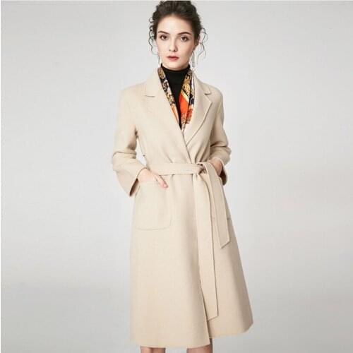 Women new style long A-type woolen overcoat lady thin double-sided winter clothes female European and American cashmere coat