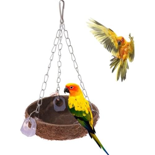 Pet Parrot Toys Perch Coconut Shell Swing Nest Hanging Cage Natural Birds Parakeet Bird Toy Parrot House