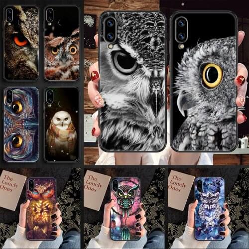 Animal Owl Phone case For Huawei Honor 6 7 8 9 10 10i 20 A C X Lite Pro Play black silicone waterproof painting hoesjes art