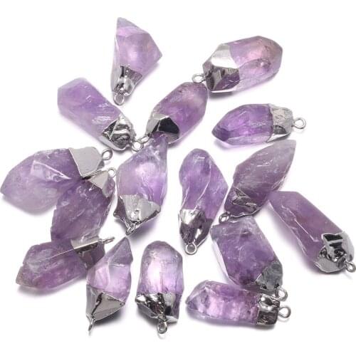 Fashion Natural Stone Amethysts Pendant Charms Irregular Pendants For Jewelry Making DIY Supplies Fit Necklace 1Pcs